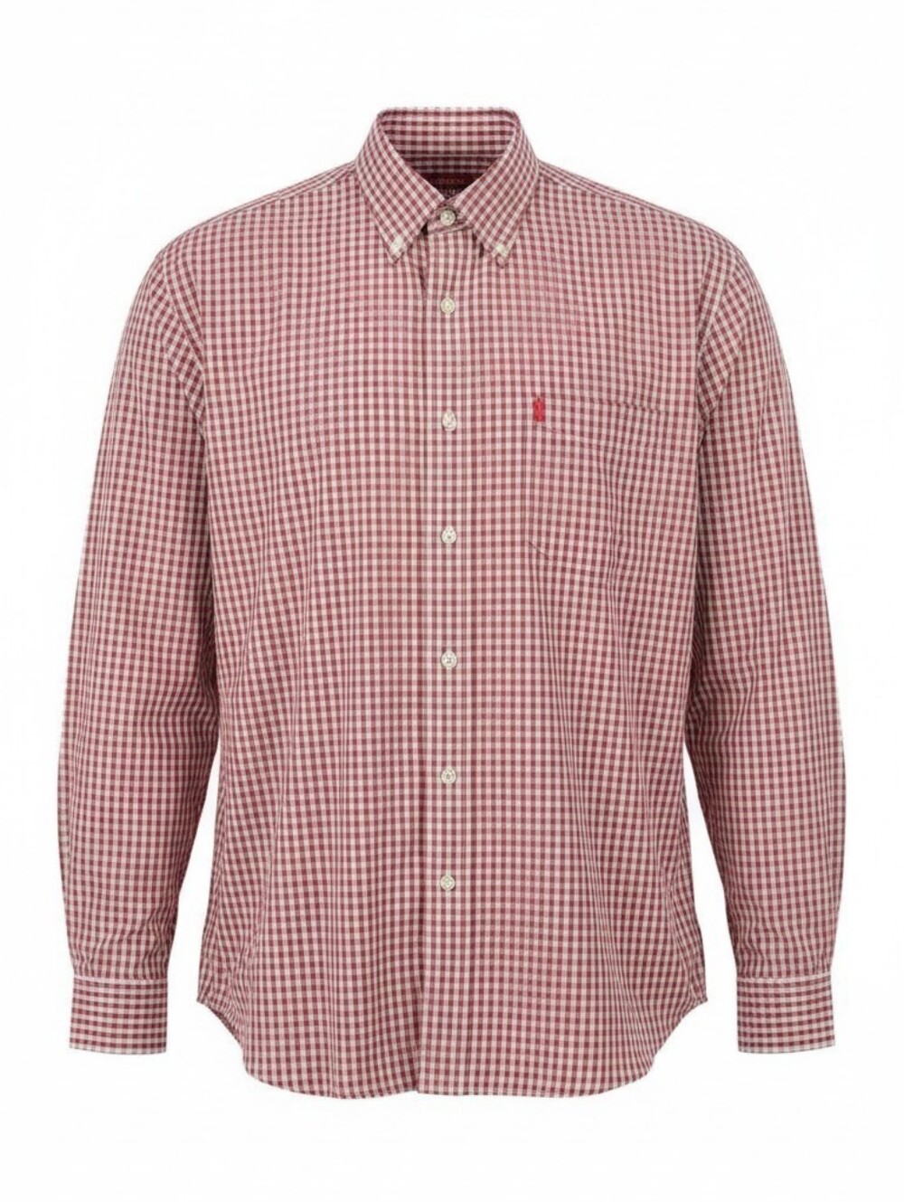 Izod button down men's medium red Wmwhite gingham plaid long sleeve shirt